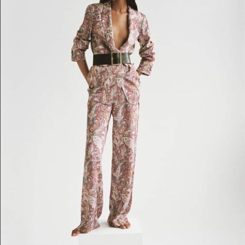 Zara Satin Paisley Print Pant